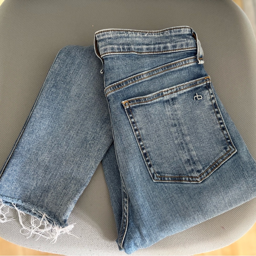 Rag & Bone Perfectly Distressed Blue Cropped Ankle Jeans 26